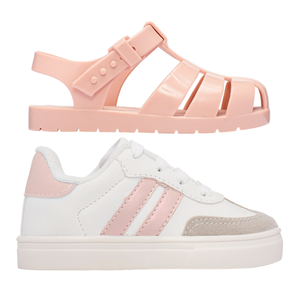 Combo Infantil 2 Pares Tenis  e Sandalia Feminina Funfy Vibe 015A