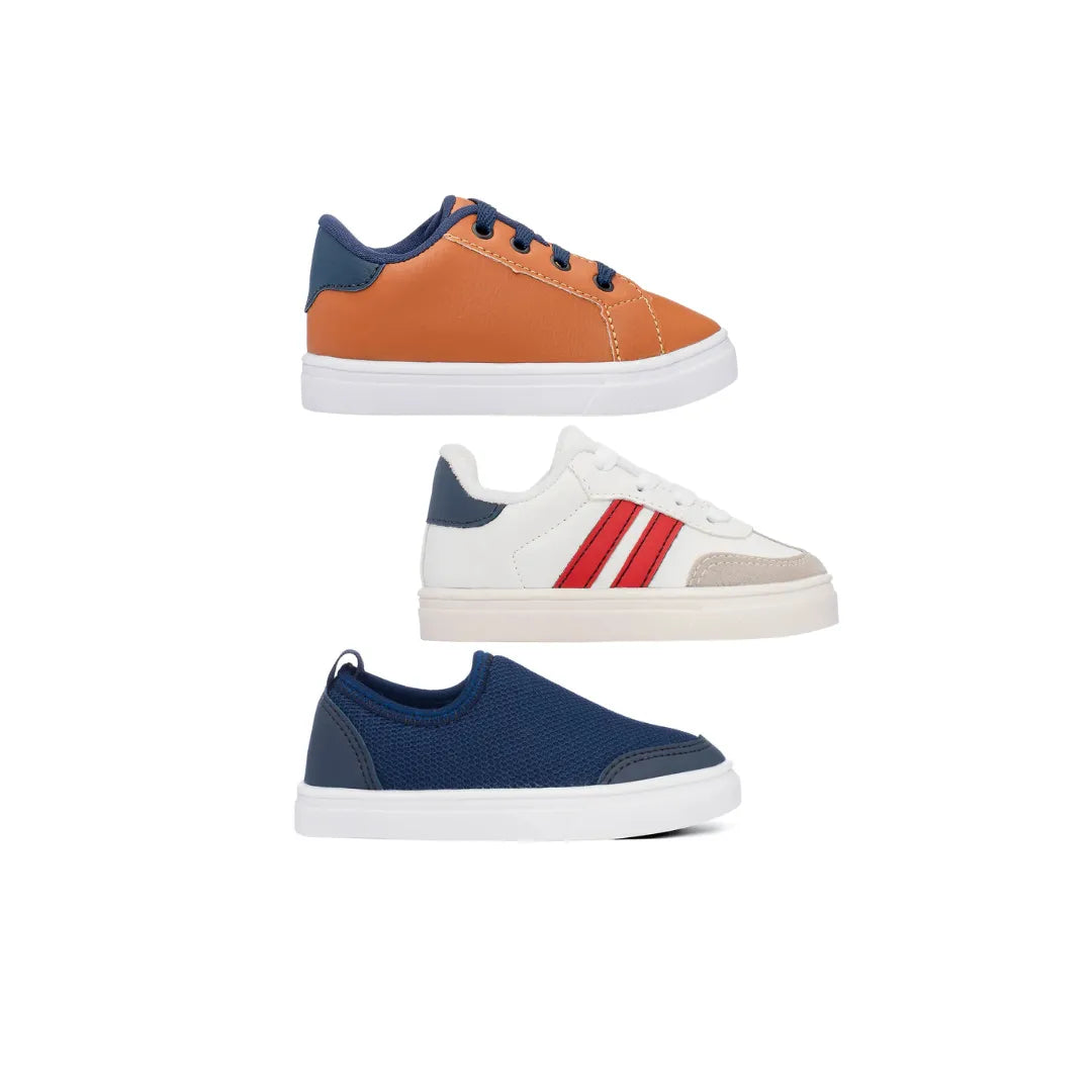 Mega Combo Tenis Infantil Masculino 3 Pares Calce Fácil 500A Funfy