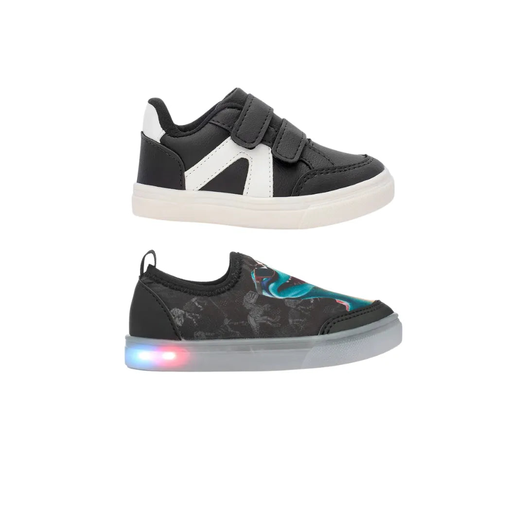 Super Combo 2 Tenis Masculino Infantil Com Led Menino Funfy 550A