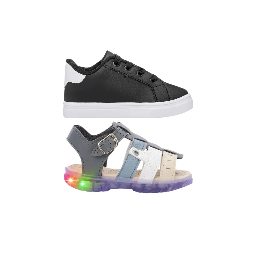 Mega Combo Tenis Masculino Infantil + Sandalia Com LED Menino Funfy 2311A