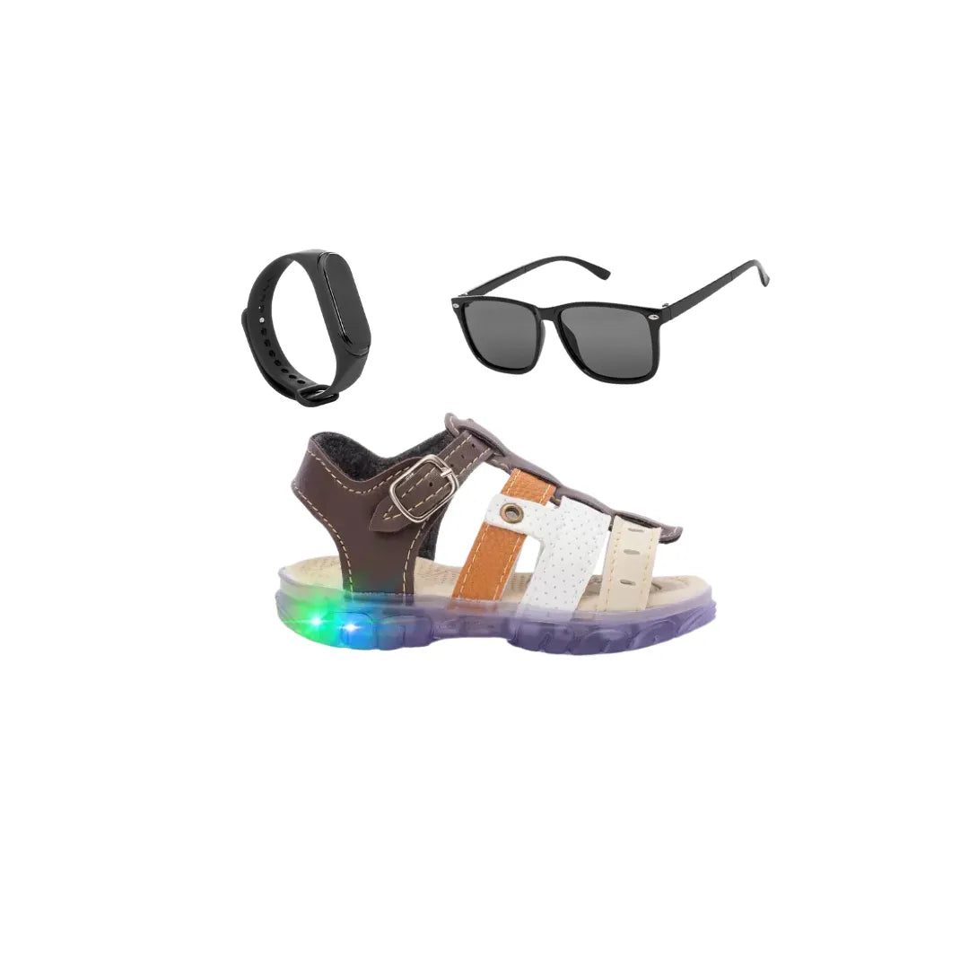 Mega Combo Sandalia Masculina Infantil LED Oculos Relogio Menino Funfy 2311