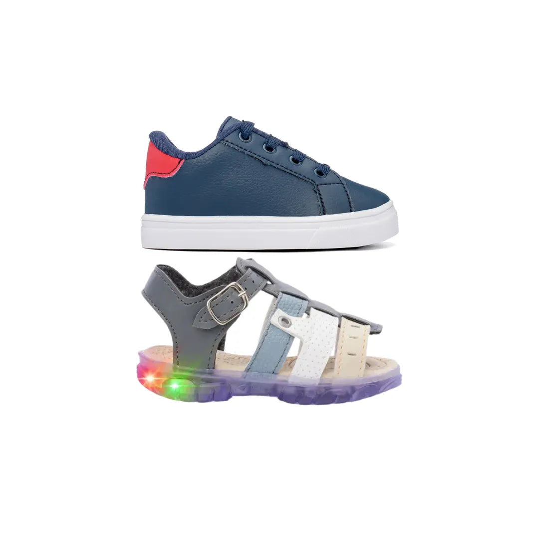 Mega Combo Tenis Masculino Infantil + Sandalia Com LED Menino Funfy 2311A