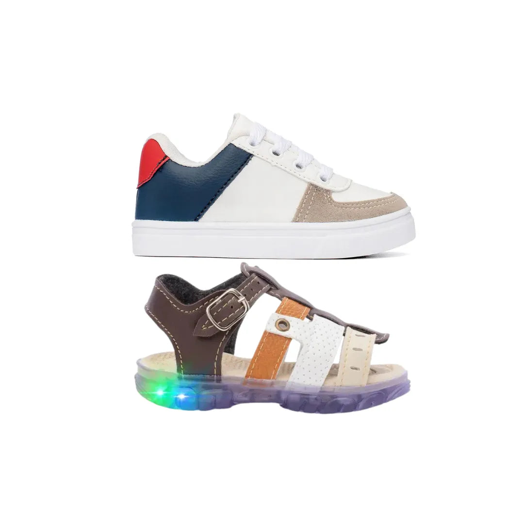 Mega Combo Tenis Masculino Infantil + Sandalia Com LED Menino Funfy 2311A